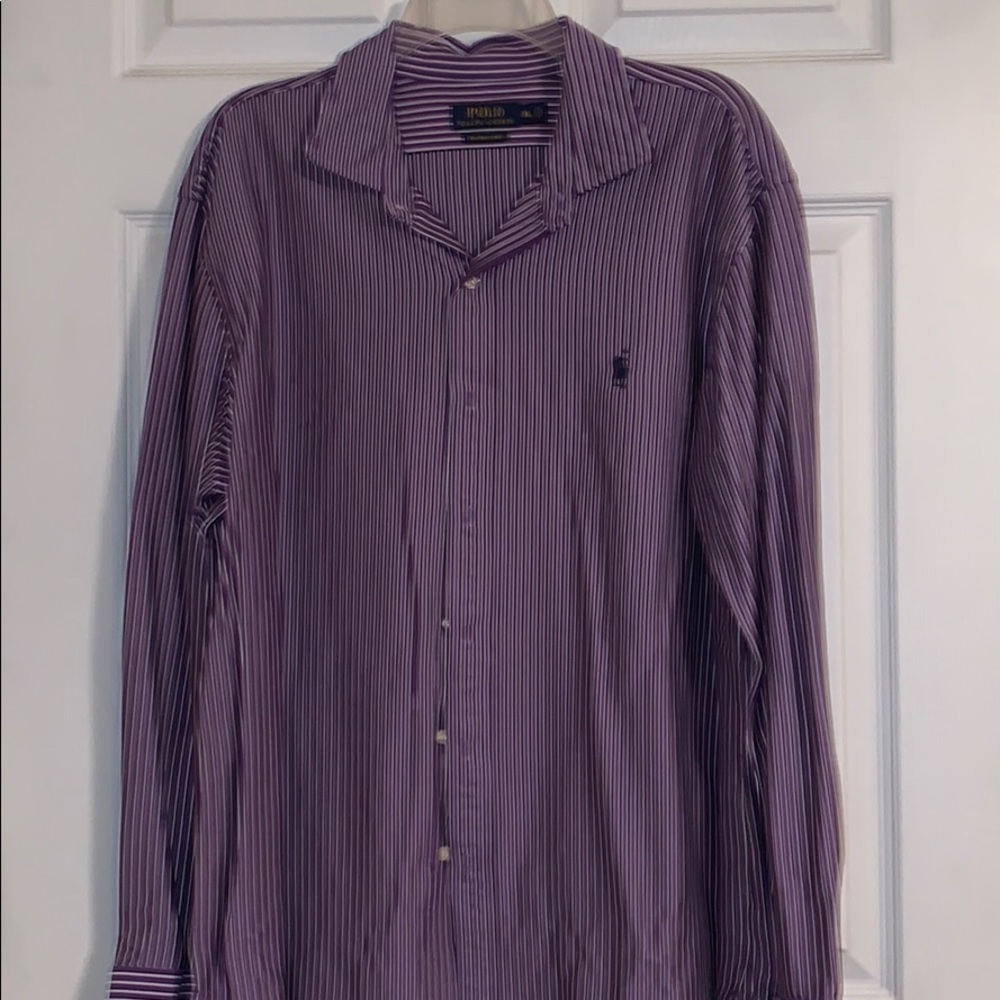 Men’s Polo Ralph Lauren l/s shirt..purple str..XL